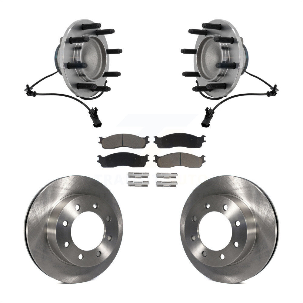 Front Hub Bearing Assembly Disc Brake Rotors And Pads Kit For Dodge Ram 1500 3500 2500 KBB-132194