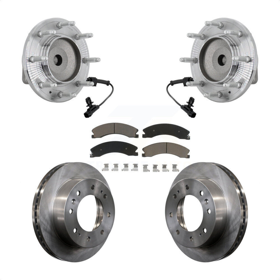 Front Hub Bearing Brake Rotor Pad Kit For GMC Chevrolet Sierra 2500 HD Silverado 3500 RWD KBB-132196