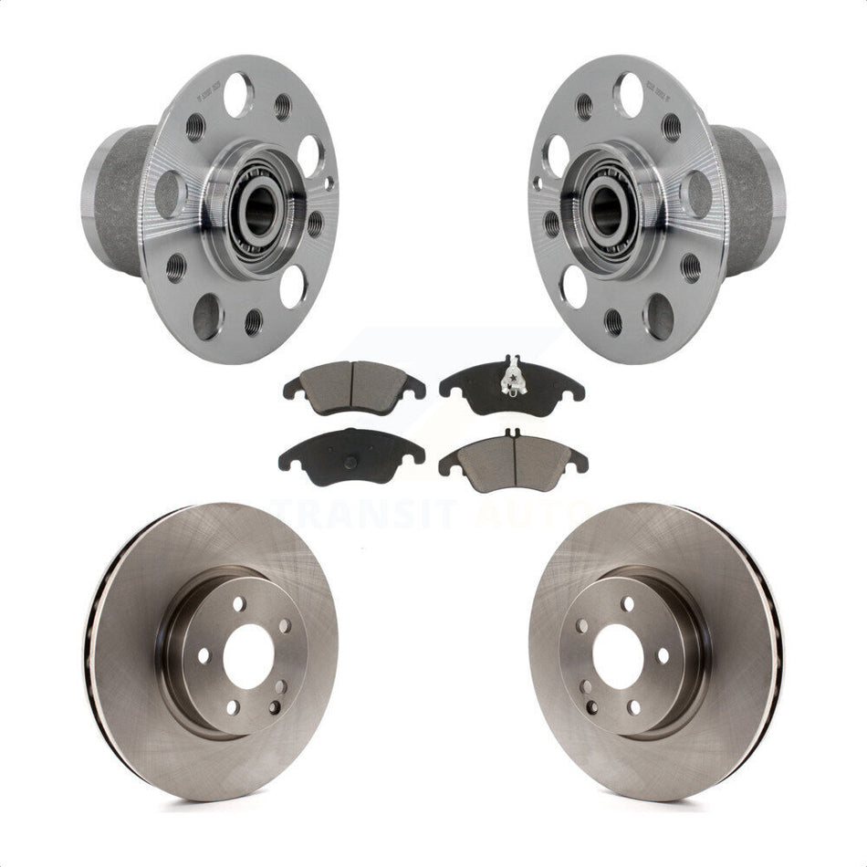 Front Hub Bearing Assembly Brake Rotor & Pads Kit For Mercedes-Benz C300 E350 C350 SLC300 KBB-132201