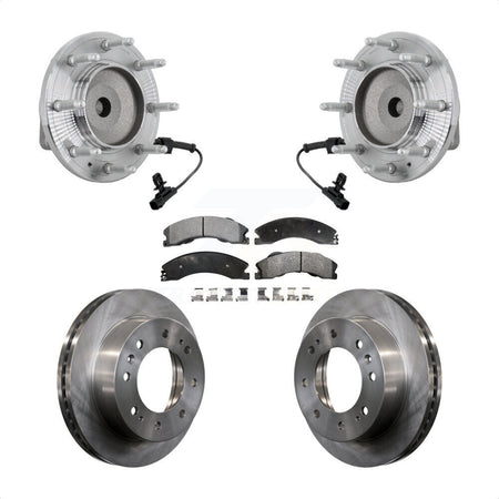 Front Hub Bearing Brake Rotor Pad Kit For GMC Chevrolet Sierra 2500 HD Silverado 3500 RWD KBB-132222
