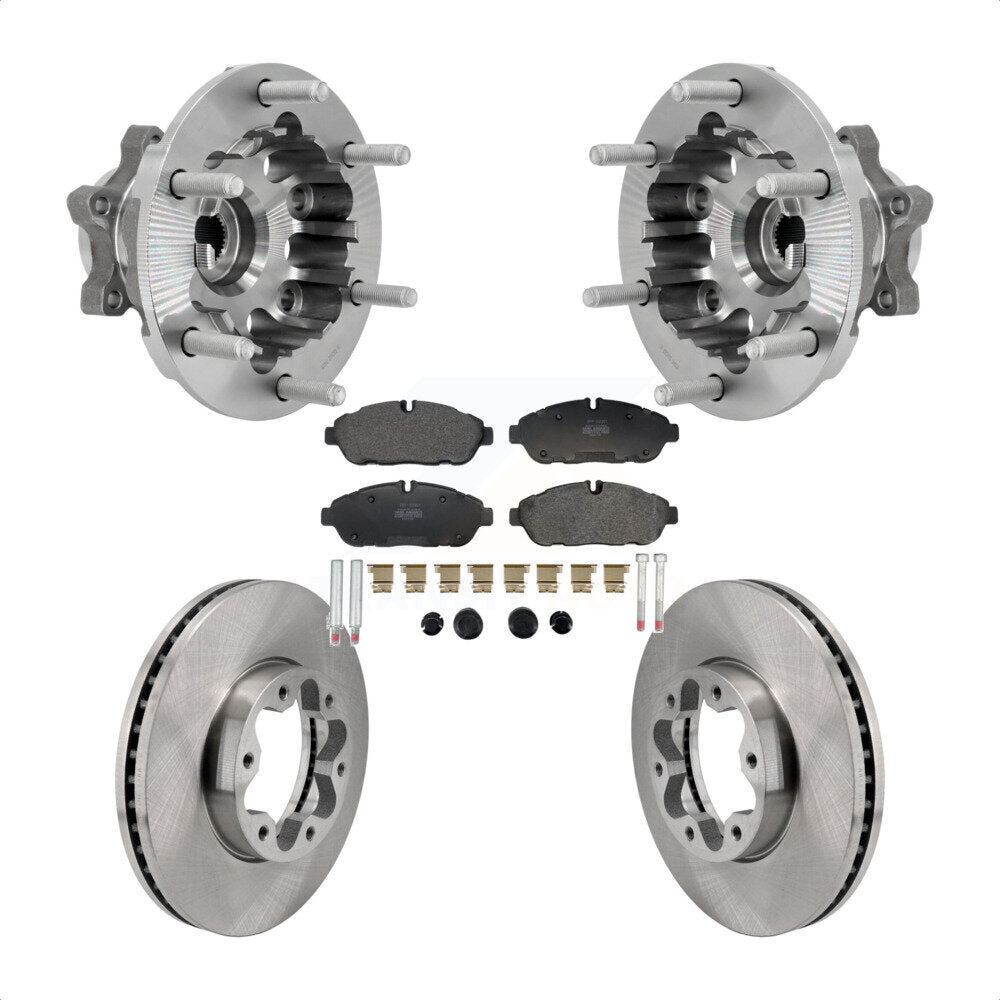 Front Hub Bearing Brake Rotor & Pads Kit For Ford Transit-250 Transit-350 Transit-150 AWD KBB-132227