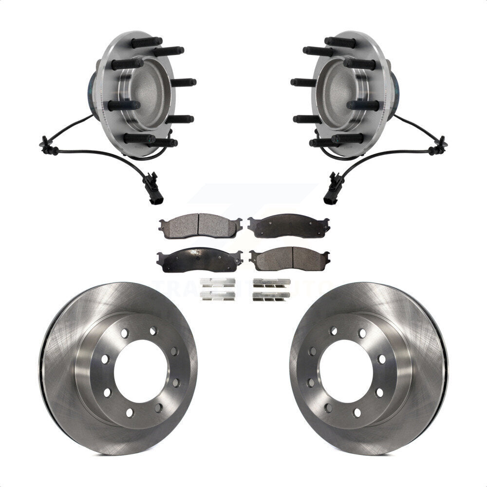 Front Hub Bearing Assembly Disc Brake Rotors And Pads Kit For Dodge Ram 1500 3500 2500 KBB-132228