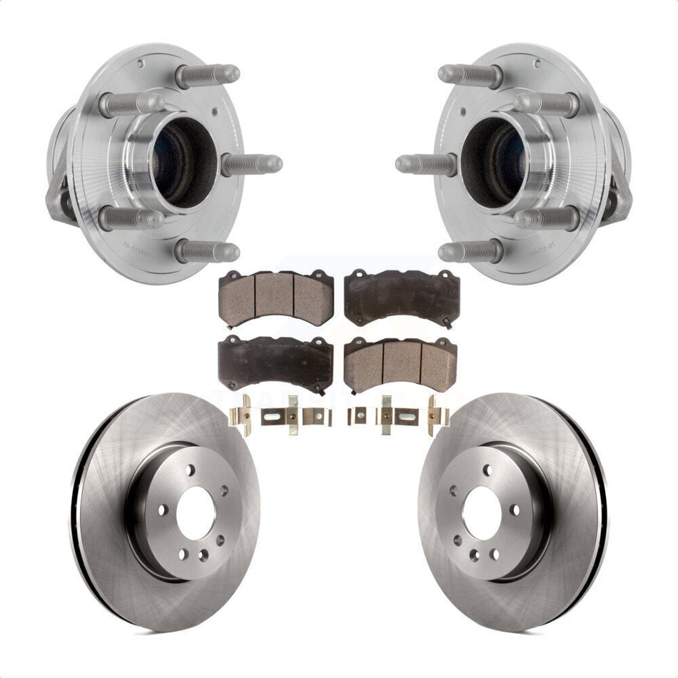 Front Hub Bearing Assembly Disc Brake Rotors And Pads Kit For Cadillac ATS V with RWD KBB-132246
