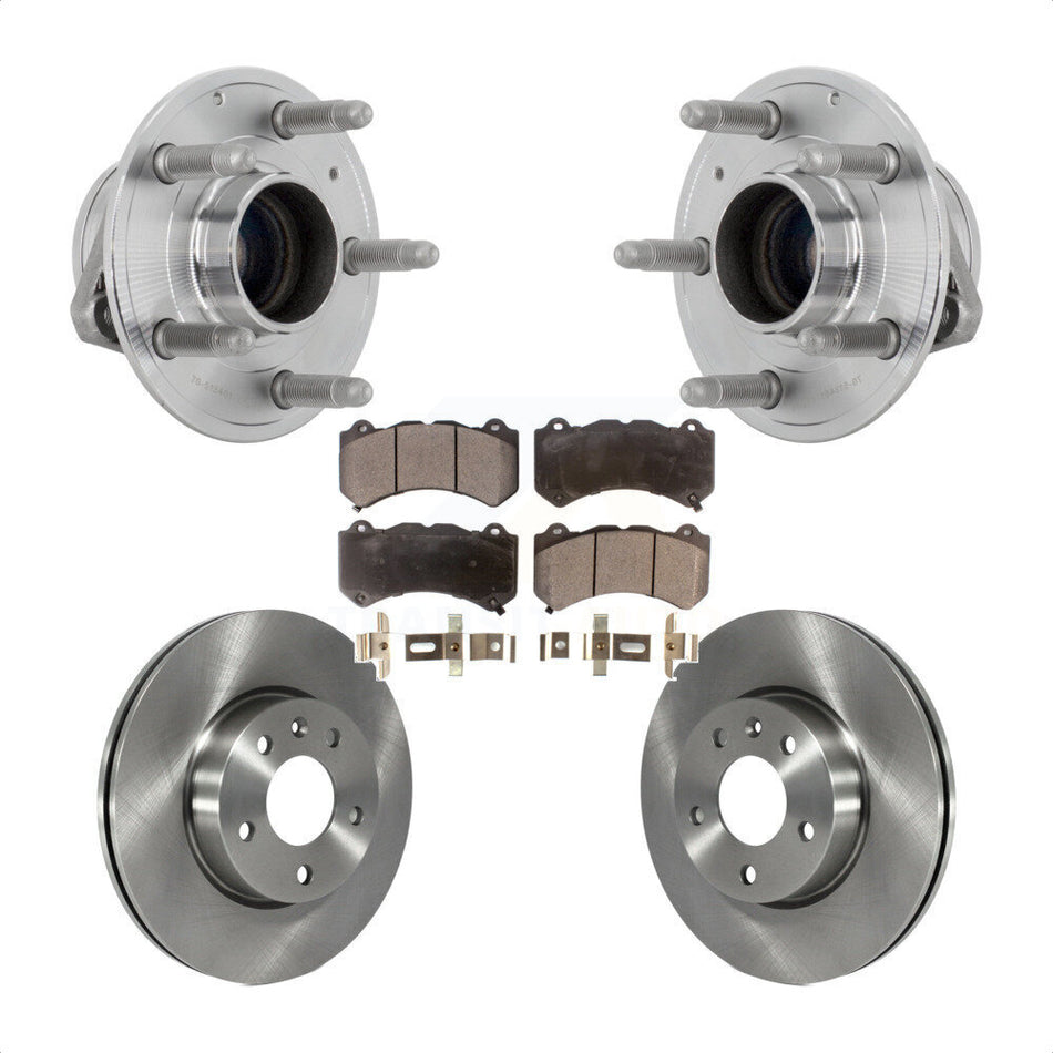 Front Hub Bearing Brake Rotor Pad Kit For 17 Cadillac ATS With 300mm Diameter KBB-132247