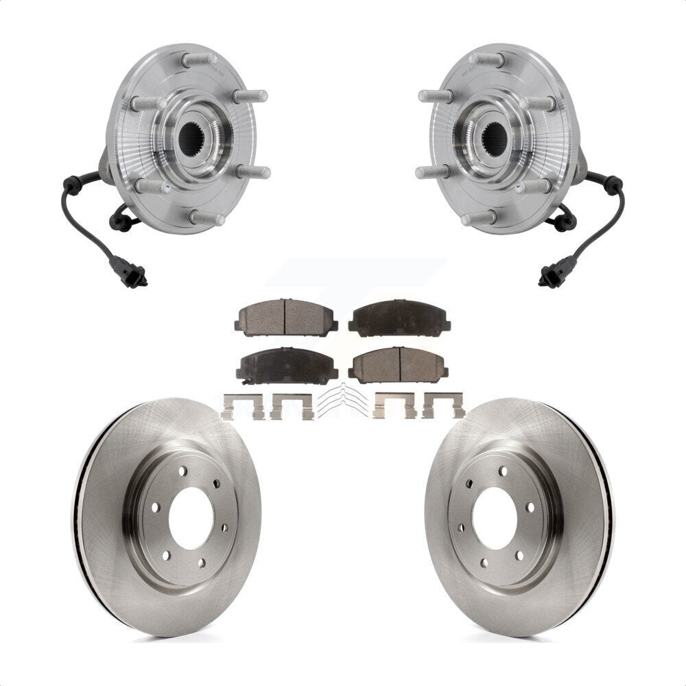 Front Hub Bearing Assembly Disc Brake Rotors And Pads Kit For 2017-2023 Nissan TITAN 4WD KBB-132259