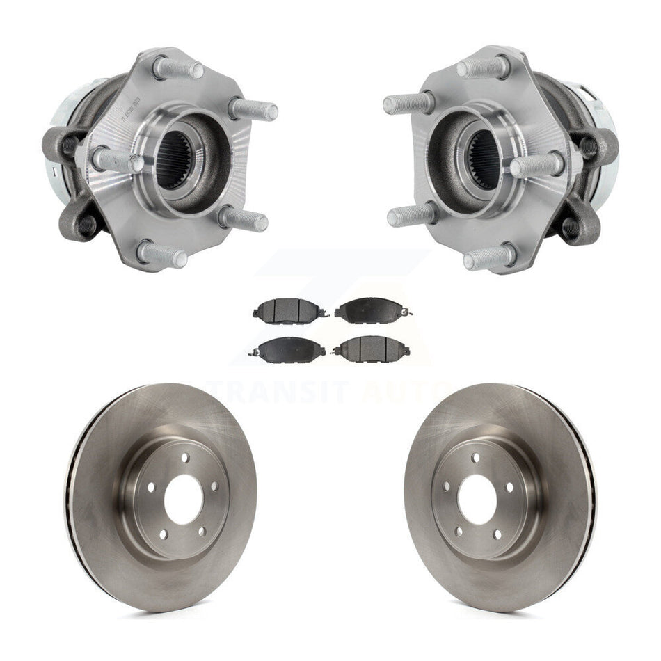 Front Hub Bearing Assembly Disc Brake Rotors And Semi-Metallic Pads Kit For Nissan Murano KBB-132267