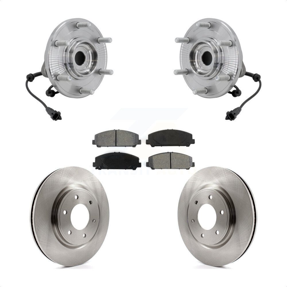 Front Hub Bearing Assembly Disc Brake Rotors And Pads Kit For 2017-2023 Nissan TITAN 4WD KBB-132292