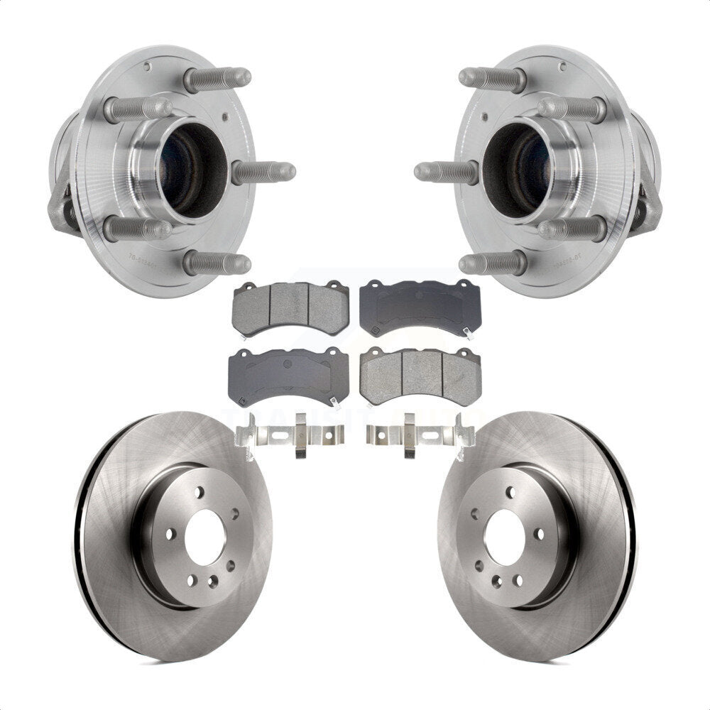 Front Hub Bearing Assembly Disc Brake Rotors And Pads Kit For Cadillac ATS V with RWD KBB-132305