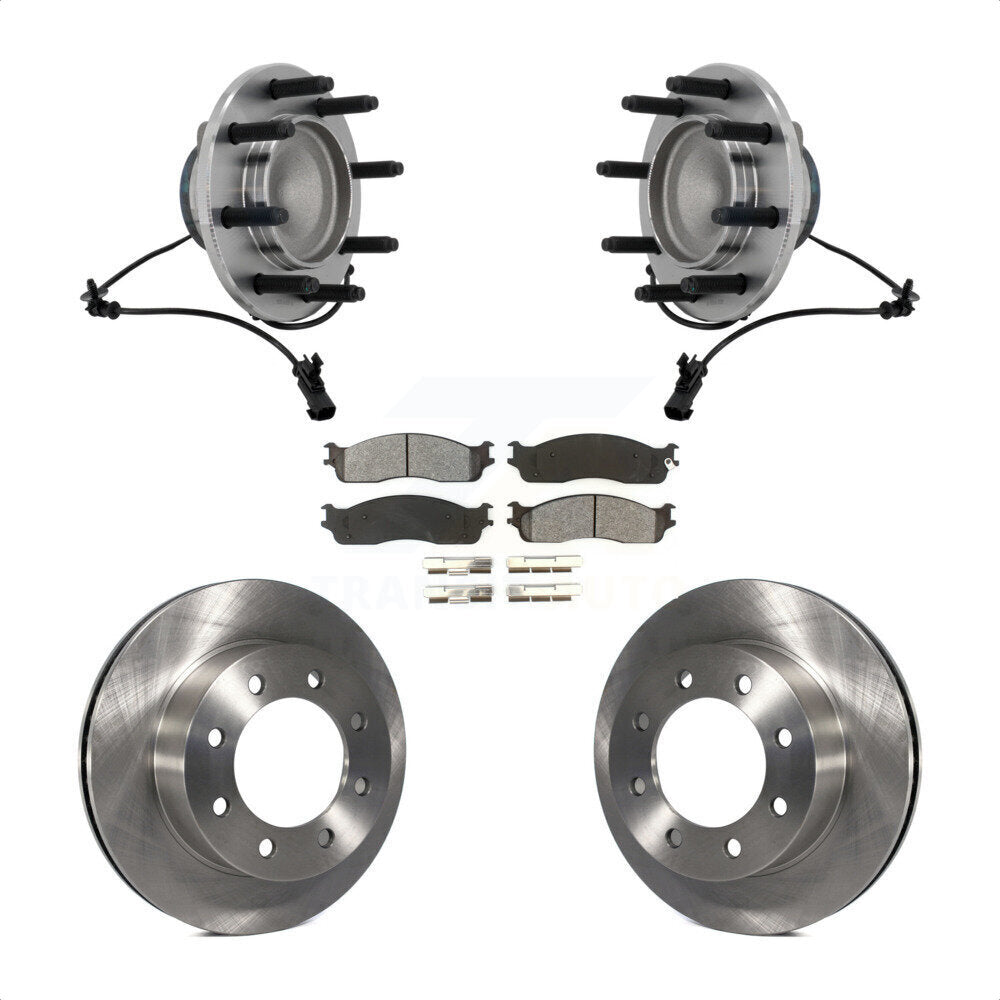 Front Hub Bearing Assembly Disc Brake Rotors And Pads Kit For Dodge Ram 1500 3500 2500 KBB-132308