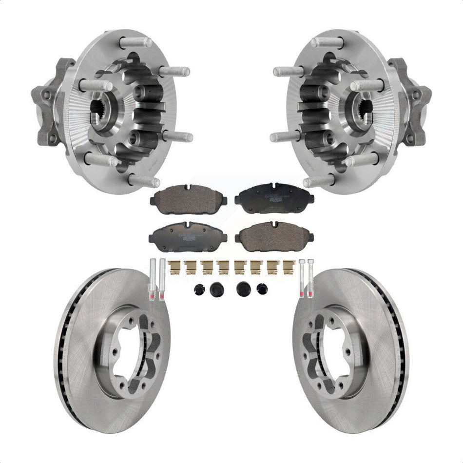Front Hub Bearing Brake Rotor & Pads Kit For Ford Transit-250 Transit-350 Transit-150 AWD KBB-132324