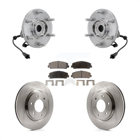 Front Hub Bearing Assembly Disc Brake Rotors And Pads Kit For 2017-2023 Nissan TITAN 4WD KBB-132352