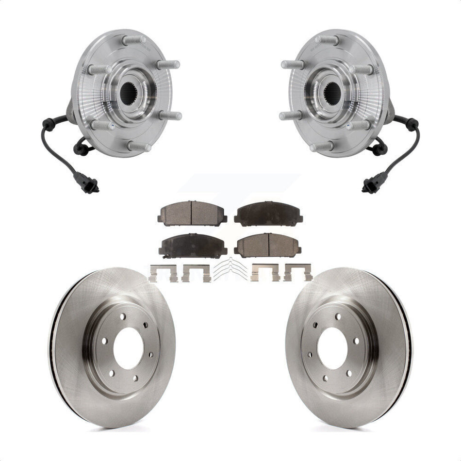 Front Hub Bearing Assembly Disc Brake Rotors And Pads Kit For 2017-2023 Nissan TITAN 4WD KBB-132352
