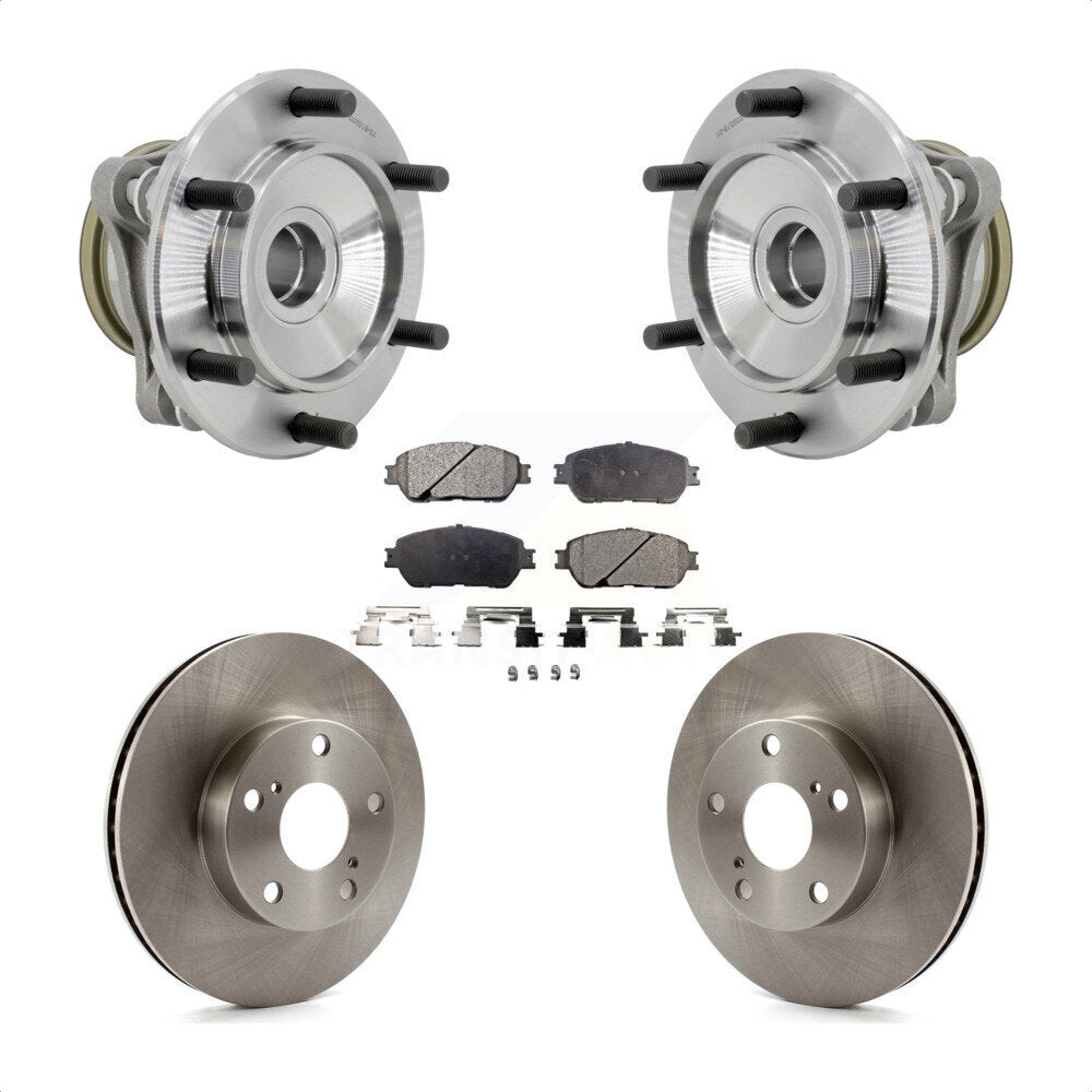 Front Hub Bearing Brake Rotor And Pad Kit For 2005-2015 Toyota Tacoma Pre Runner with RWD KBB-132357