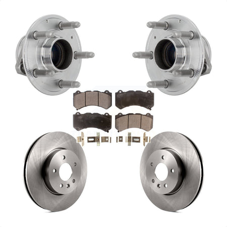 Front Hub Bearing Assembly Disc Brake Rotors And Pads Kit For Cadillac ATS V with RWD KBB-132365