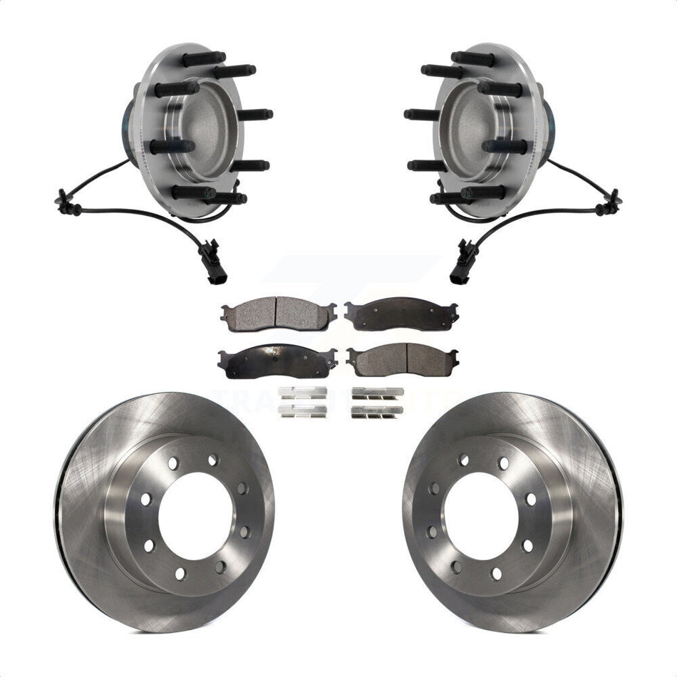 Front Hub Bearing Assembly Disc Brake Rotors And Pads Kit For Dodge Ram 1500 3500 2500 KBB-132368