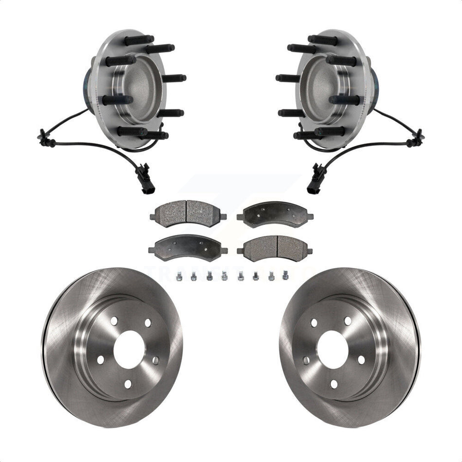 Front Hub Bearing Disc Brake Rotor Pad Kit For 2007-2008 Dodge Ram 1500 With 8 Lug Wheels KBB-132369