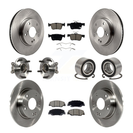 Front Rear Hub Bearings Disc Brake Rotors And Pads Kit (10Pc) For 2019-2022 Honda Insight KBB-132384