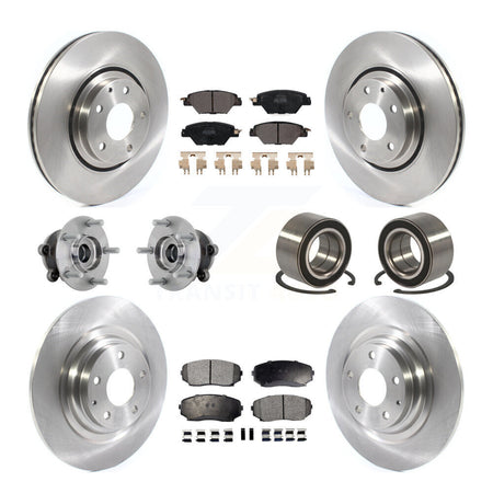 Front Rear Hub Bearing Disc Brake Rotors And Pads Kit (10Pc) For 2016-2018 Mazda CX-9 AWD KBB-132386
