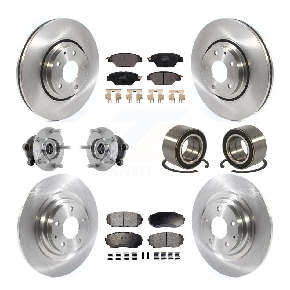Front Rear Hub Bearing Disc Brake Rotors And Pads Kit (10Pc) For 2016-2018 Mazda CX-9 AWD KBB-132386