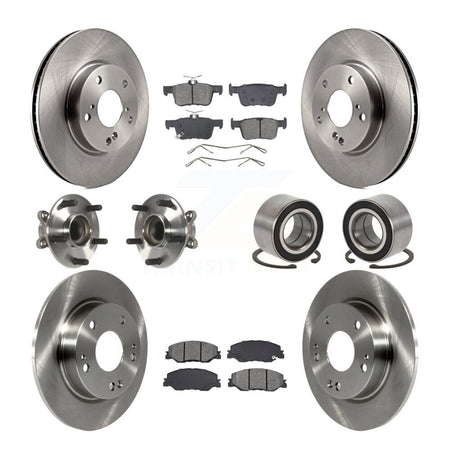 Front Rear Hub Bearings Disc Brake Rotors And Pads Kit (10Pc) For 2019-2022 Honda Insight KBB-132387