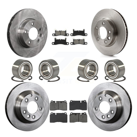 Front Rear Wheel Bearings Disc Brake Rotors And Pads Kit (10Pc) For Volkswagen Touareg KBB-132393