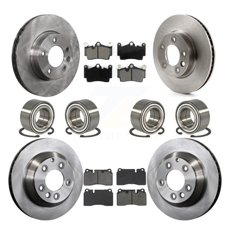Front Rear Wheel Bearings Disc Brake Rotors And Pads Kit (10Pc) For Volkswagen Touareg KBB-132394