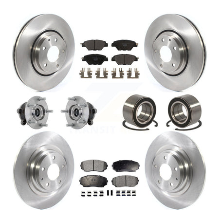 Front Rear Hub Bearing Disc Brake Rotors And Pads Kit (10Pc) For 2016-2018 Mazda CX-9 AWD KBB-132395