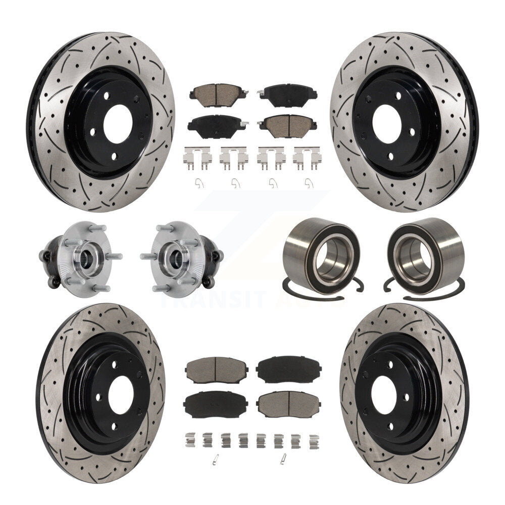 Front Rear Hub Bearing Coated Brake Rotor And Pad Kit (10Pc) For 2016-2018 Mazda CX-9 AWD KBB-132397