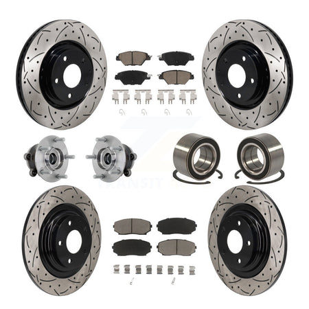 Front Rear Hub Bearing Coated Brake Rotor And Pad Kit (10Pc) For 2016-2018 Mazda CX-9 AWD KBB-132397