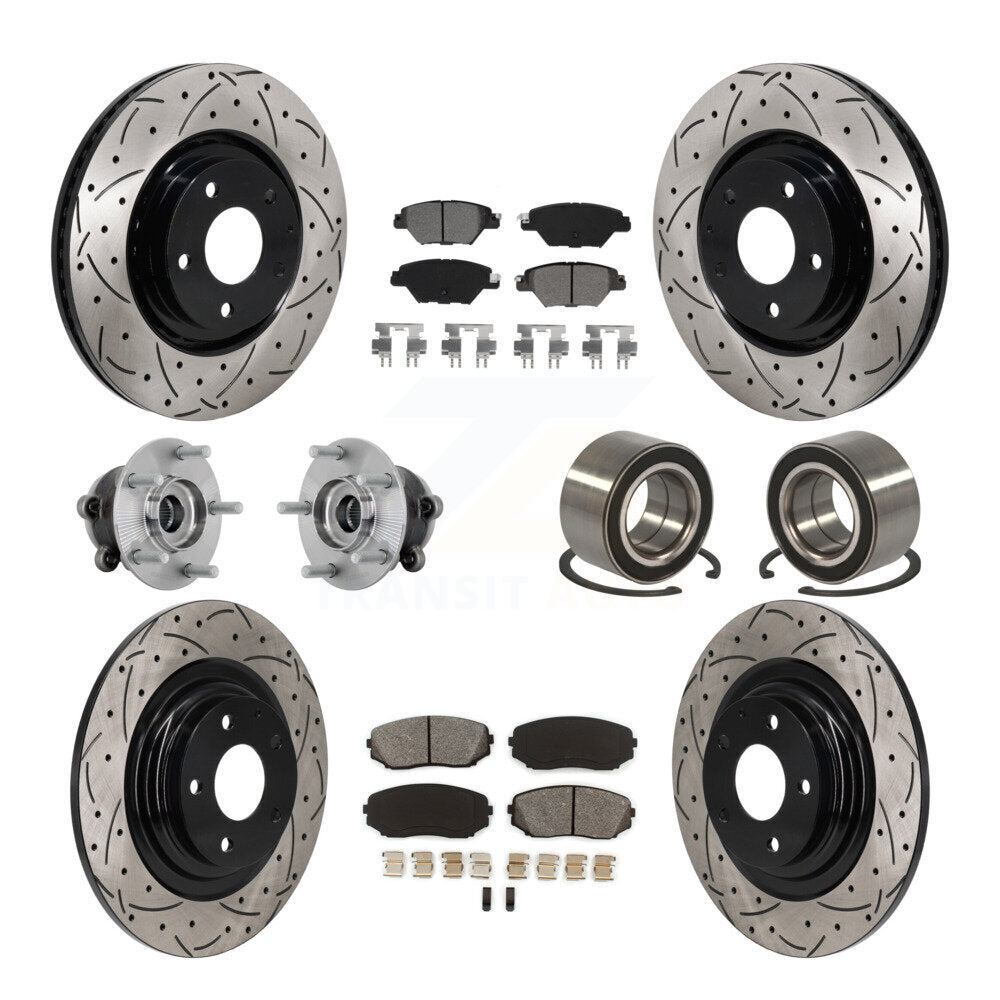Front Rear Hub Bearing Coated Brake Rotor And Pad Kit (10Pc) For 2016-2018 Mazda CX-9 AWD KBB-132400