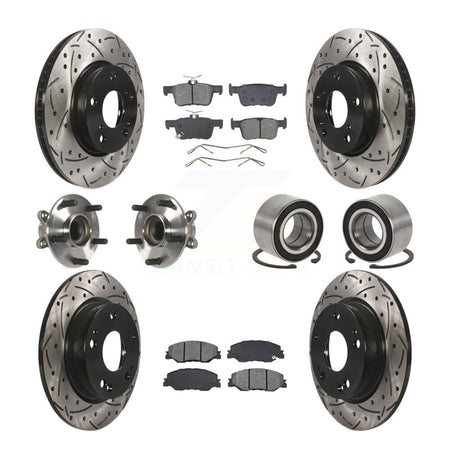 Front Rear Hub Bearing Coated Disc Brake Rotor Pad Kit (10Pc) For 2019-2022 Honda Insight KBB-132401
