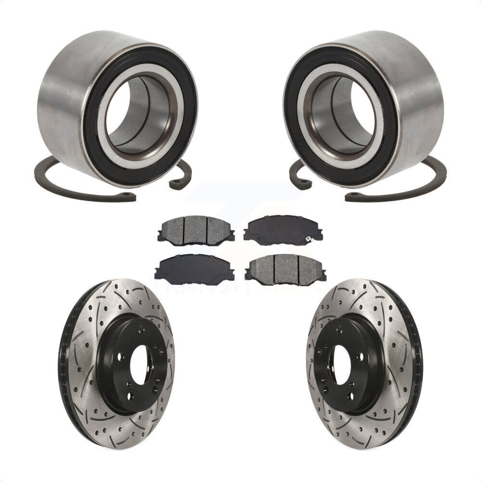 Front Wheel Bearing Coated Drilled Slot Brake Rotor & Pad Kit For 2019-2022 Honda Insight KBB-132404