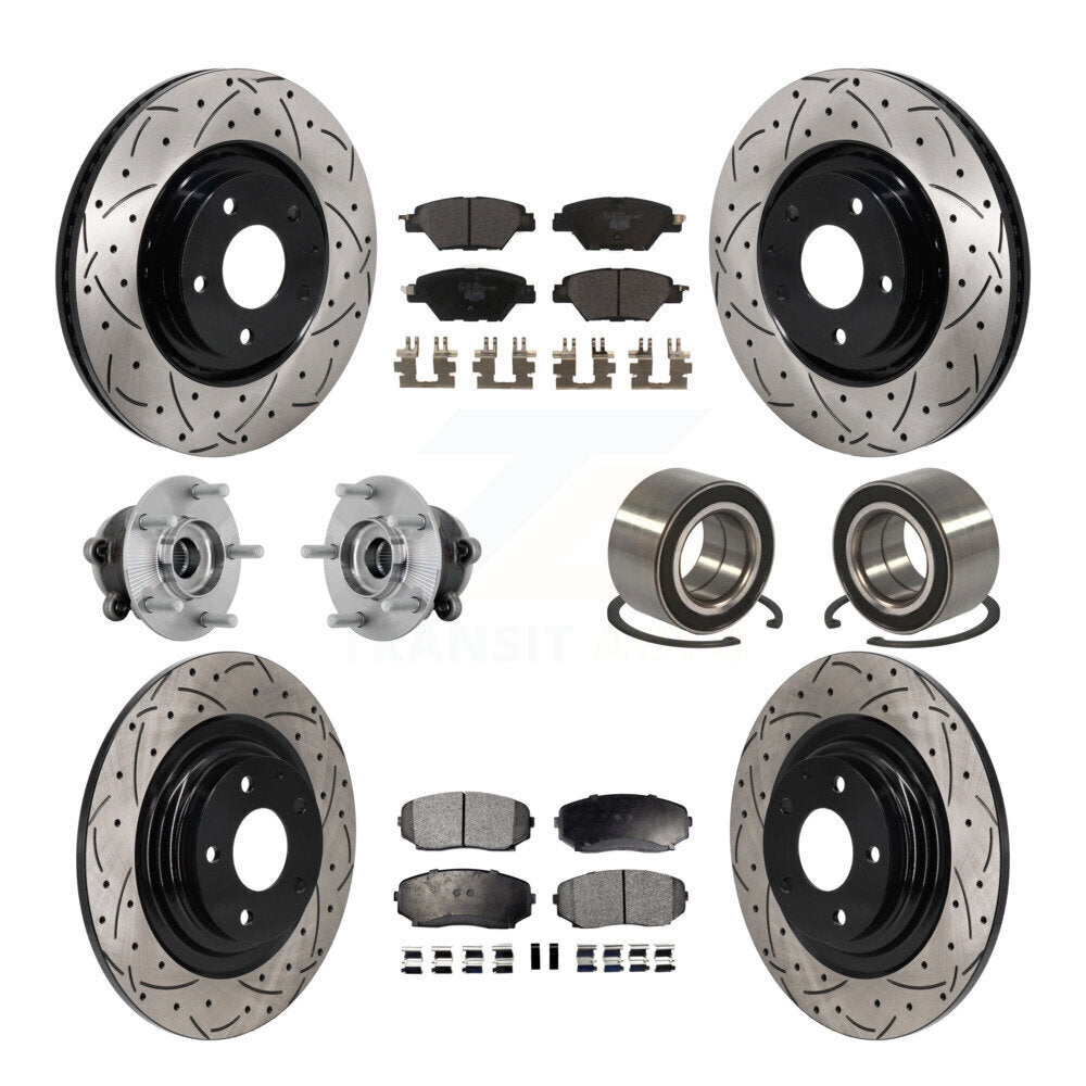 Front Rear Hub Bearing Coated Brake Rotor And Pad Kit (10Pc) For 2016-2018 Mazda CX-9 AWD KBB-132409