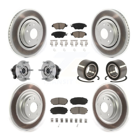 Front Rear Hub Bearing Coated Brake Rotor And Pad Kit (10Pc) For 2016-2018 Mazda CX-9 AWD KBB-132411