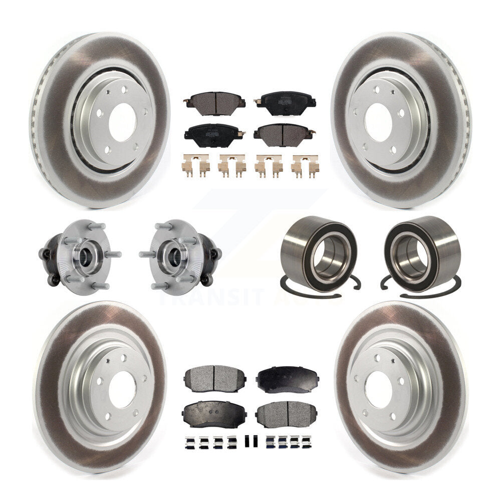 Front Rear Hub Bearing Coated Brake Rotor And Pad Kit (10Pc) For 2016-2018 Mazda CX-9 AWD KBB-132413