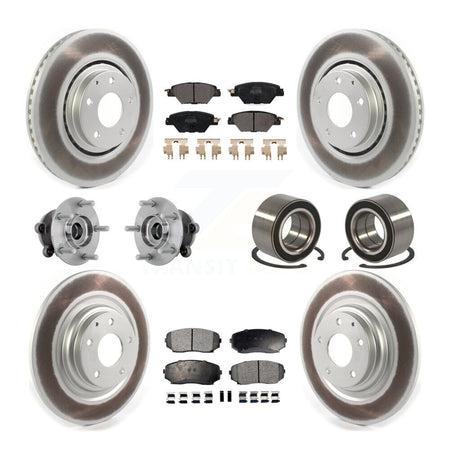 Front Rear Hub Bearing Coated Brake Rotor And Pad Kit (10Pc) For 2016-2018 Mazda CX-9 AWD KBB-132413