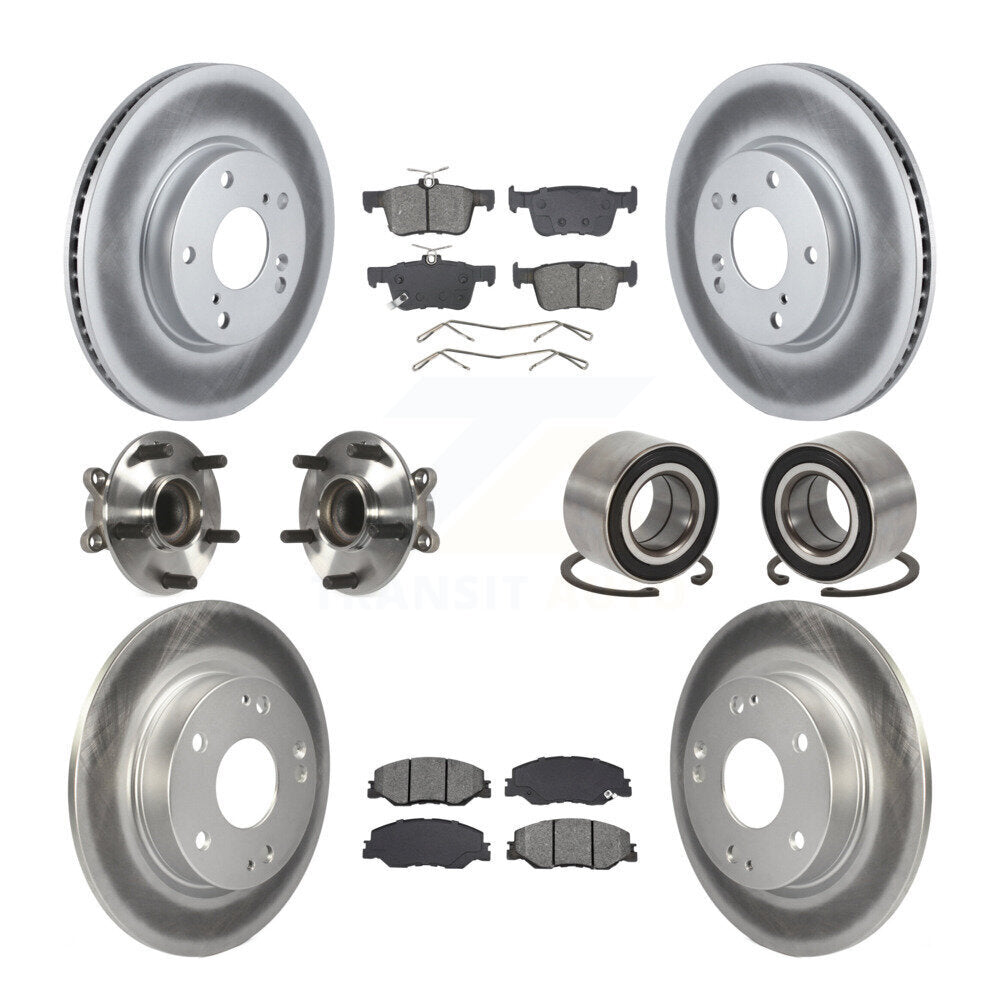 Front Rear Hub Bearing Coated Disc Brake Rotor Pad Kit (10Pc) For 2019-2022 Honda Insight KBB-132415