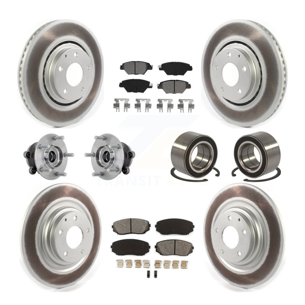 Front Rear Hub Bearing Coated Brake Rotor And Pad Kit (10Pc) For 2016-2018 Mazda CX-9 AWD KBB-132416