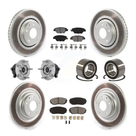 Front Rear Hub Bearing Coated Brake Rotor And Pad Kit (10Pc) For 2016-2018 Mazda CX-9 AWD KBB-132416