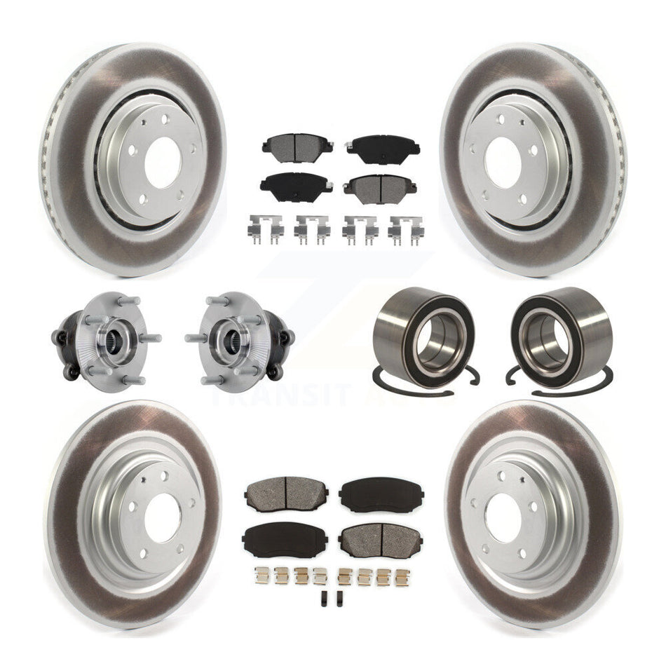 Front Rear Hub Bearing Coated Brake Rotor And Pad Kit (10Pc) For 2016-2018 Mazda CX-9 AWD KBB-132416