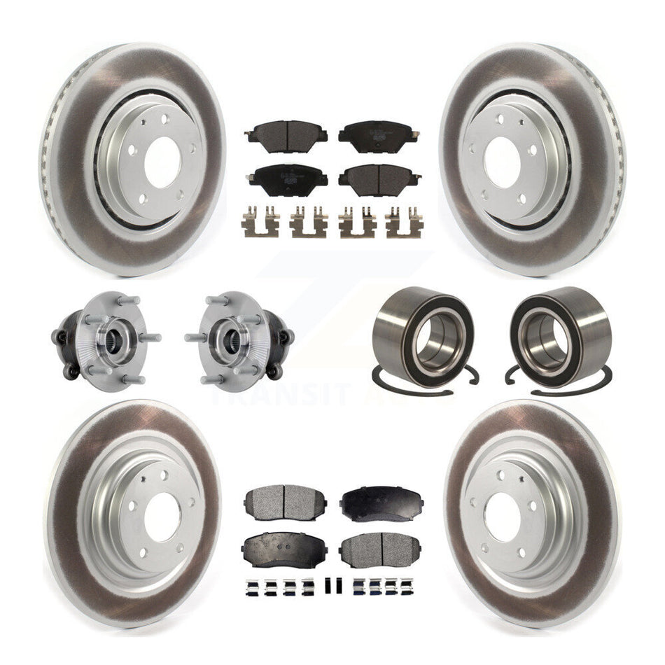 Front Rear Hub Bearing Coated Brake Rotor And Pad Kit (10Pc) For 2016-2018 Mazda CX-9 AWD KBB-132423