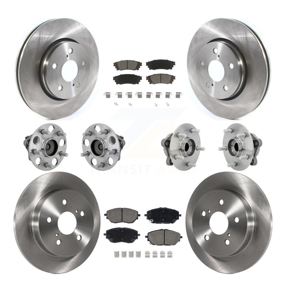 Front Rear Hub Bearings Disc Brake Rotors And Ceramic Pads Kit (10Pc) For Toyota C-HR KBB-132432