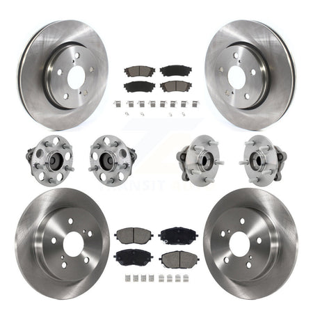 Front Rear Hub Bearings Disc Brake Rotors And Ceramic Pads Kit (10Pc) For Toyota C-HR KBB-132432