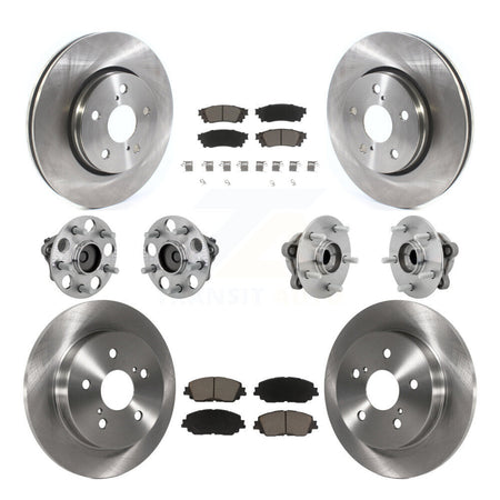 Front Rear Hub Bearings Disc Brake Rotors And Ceramic Pads Kit (10Pc) For Toyota C-HR KBB-132433