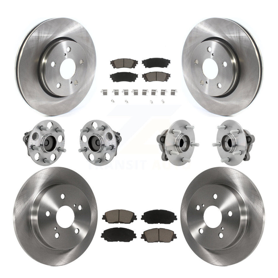 Front Rear Hub Bearings Disc Brake Rotors And Ceramic Pads Kit (10Pc) For Toyota C-HR KBB-132433