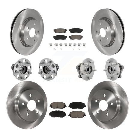 Front Rear Hub Bearings Disc Brake Rotors And Ceramic Pads Kit (10Pc) For Toyota C-HR KBB-132434