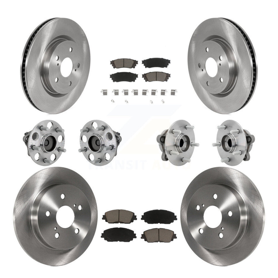 Front Rear Hub Bearings Disc Brake Rotors And Ceramic Pads Kit (10Pc) For Toyota C-HR KBB-132434