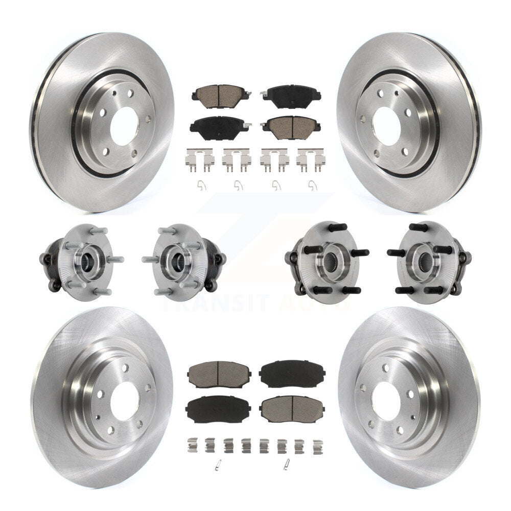 Front Rear Hub Bearing Disc Brake Rotors And Pads Kit (10Pc) For 2016-2023 Mazda CX-9 AWD KBB-132435