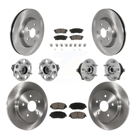 Front Rear Hub Bearing Brake Rotor And Pad Kit (10Pc) For Toyota RAV4 FWD with GAS engine KBB-132438