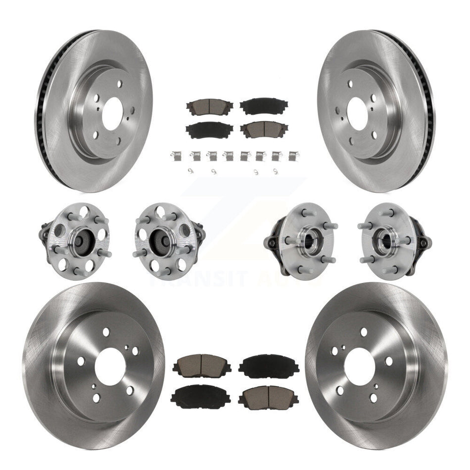 Front Rear Hub Bearing Brake Rotor And Pad Kit (10Pc) For Toyota RAV4 FWD with GAS engine KBB-132438